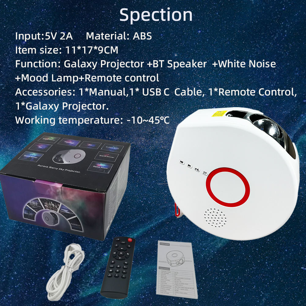 Jinashu Star Galaxy Wireless Aurora Projector & Bluetooth Speaker Maidna Gift