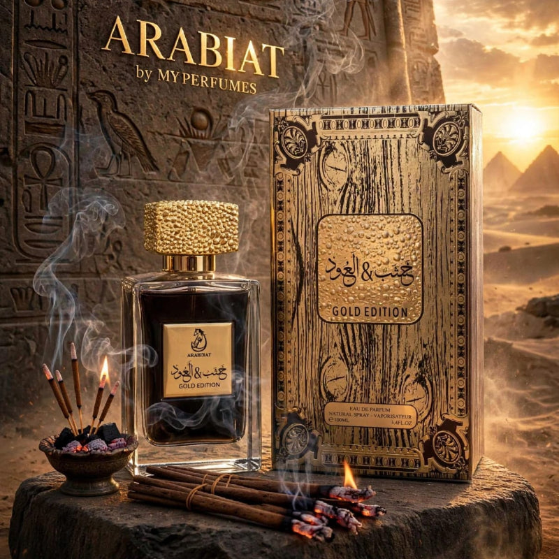 Khashab & Oud Gold Edition Eau de Parfum 100 ML by Arabiyat My Perfumes Online in Pakistan Madina Gift