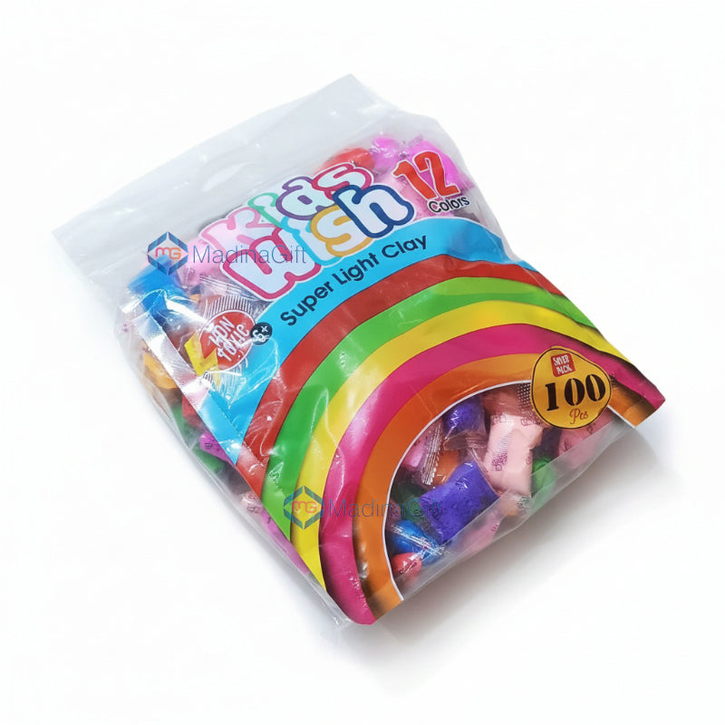 Kids Wish 12 Color Super Light Clay 100 Pcs Online in Pakistan Madina Gift