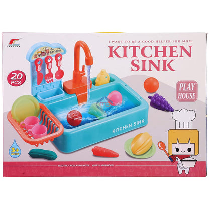 Feng Lin Kitchen Sink & Accessories - 20 Pieces Play Set - 6060 - Madina Gift