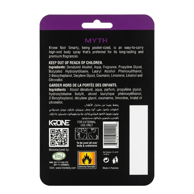 Krone Noir Smarty MYTH 15 ML Pocket Gas Free Body Spray Online in Pakistan Madina Gift