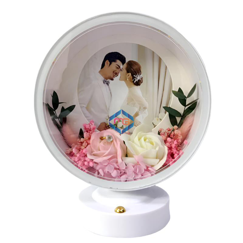 LED Photo Frame With Flowers - 3 Sequence Light Effect