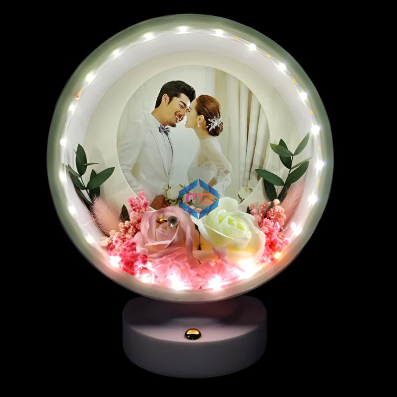 LED Photo Frame With Flowers - 3 Sequence Light Effect