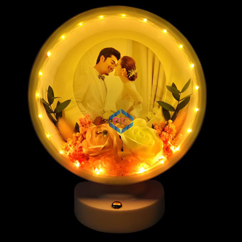 LED Photo Frame With Flowers - 3 Sequence Light Effect