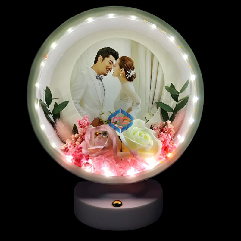 LED Photo Frame With Flowers - 3 Sequence Light Effect