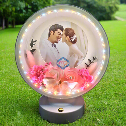 LED Photo Frame With Flowers - 3 Sequence Light Effect