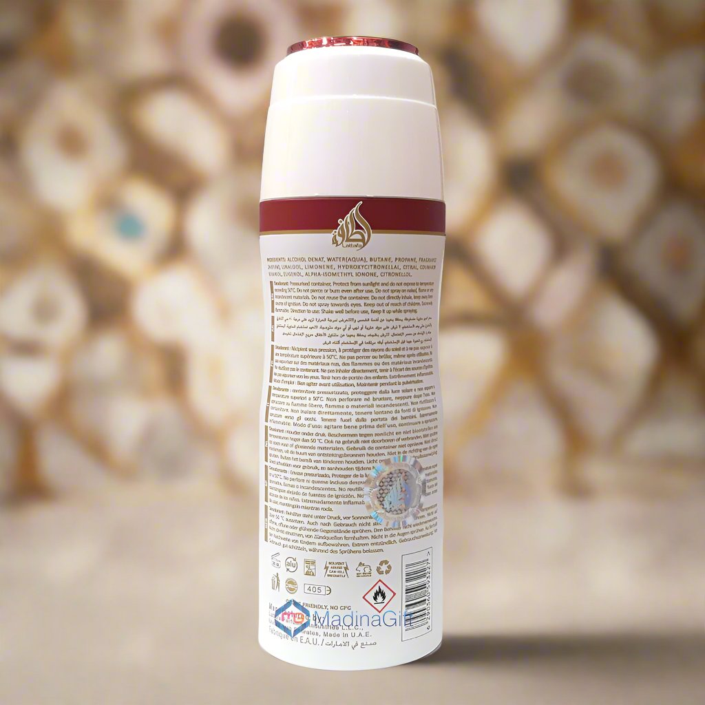 Lattafa Ana Abiyedh I AM White Rouge Deodorant Spray For Men Madina Gift