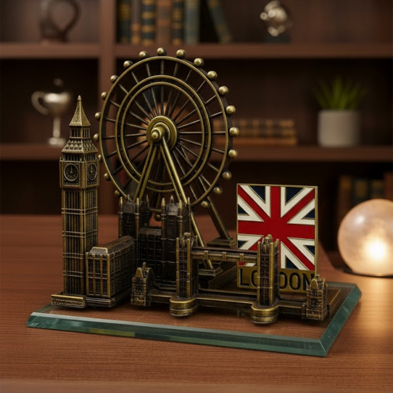 London Landmarks Metal Statue Bronze Tower Model with Crystal Base Madina Gift