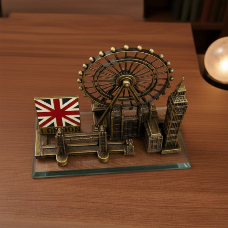 London Landmarks Metal Statue Bronze Tower Model with Crystal Base Madina Gift