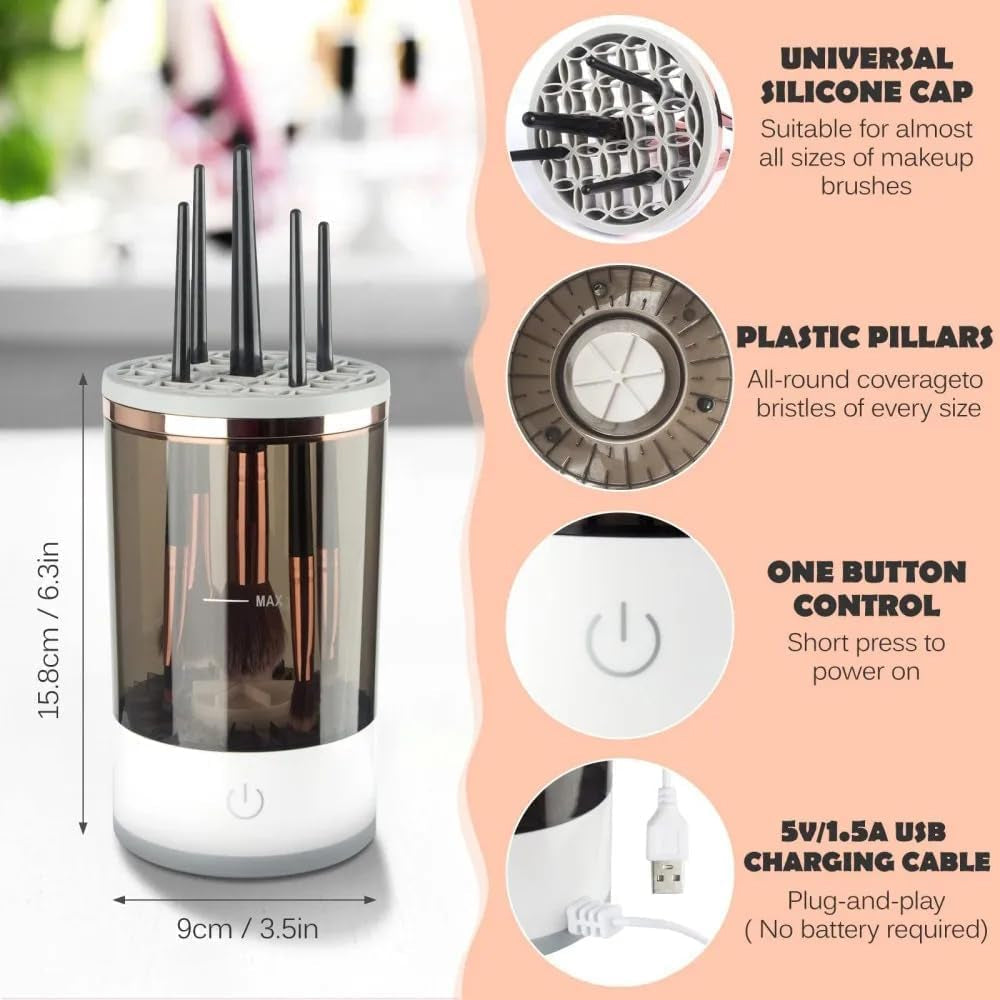 Automatic Makeup Brush Cleaner - USB Powered Rotating Tool for All Brushes Madina Gift