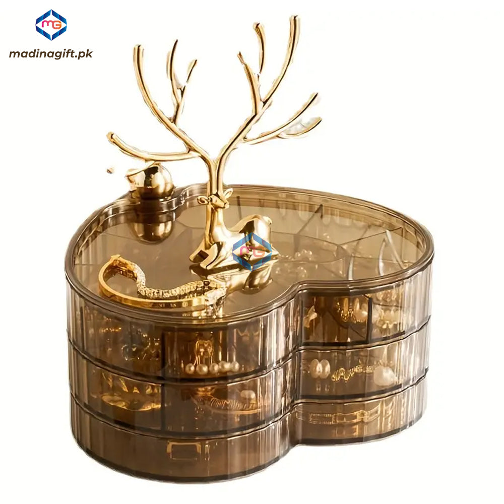 Deer Heart Shaped 3 Layers Jewelry Organizer - Madina Gift