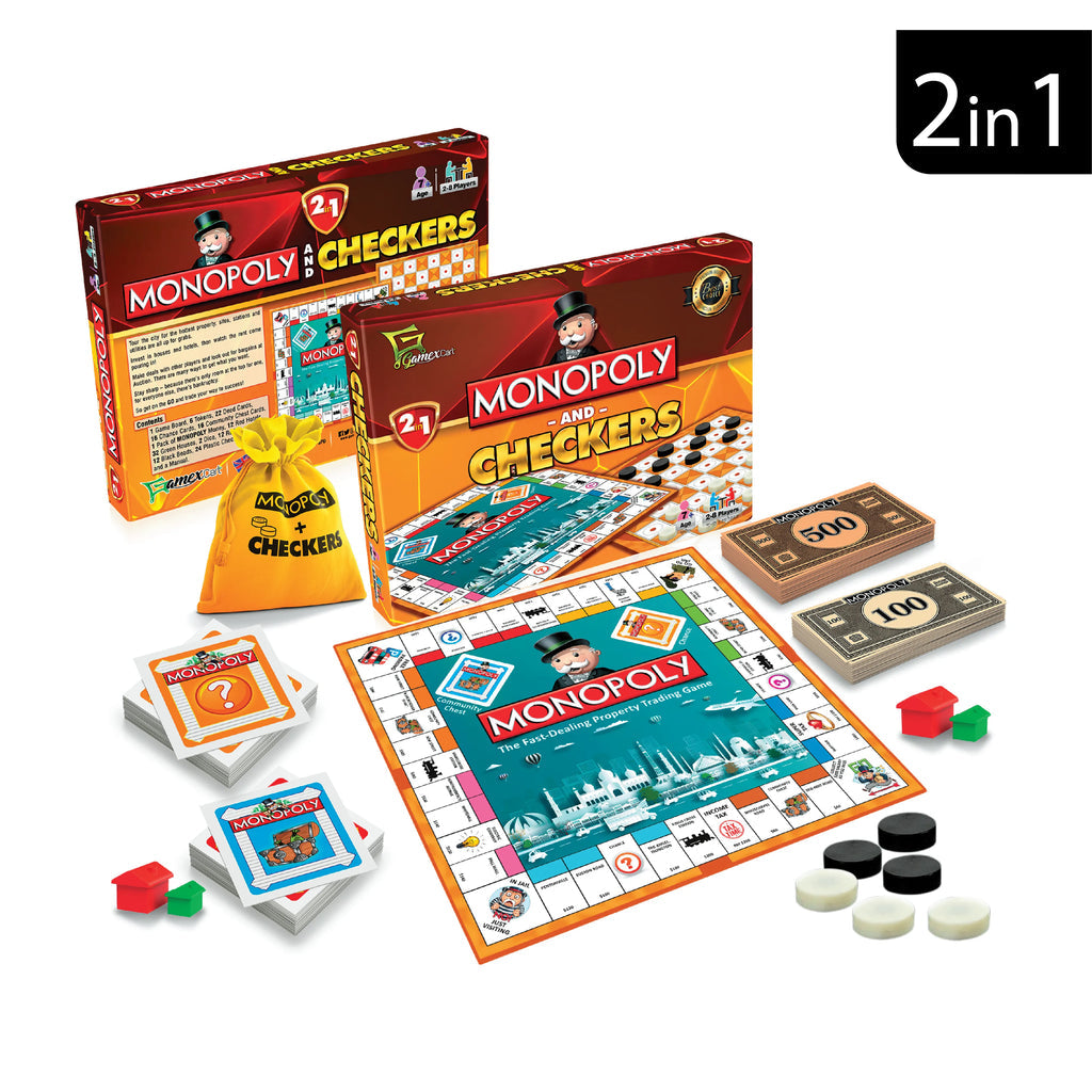 Monopoly & Checkers 2 in 1 Wooden Board Game Online in Karachi Pakistan madinagift.pk
