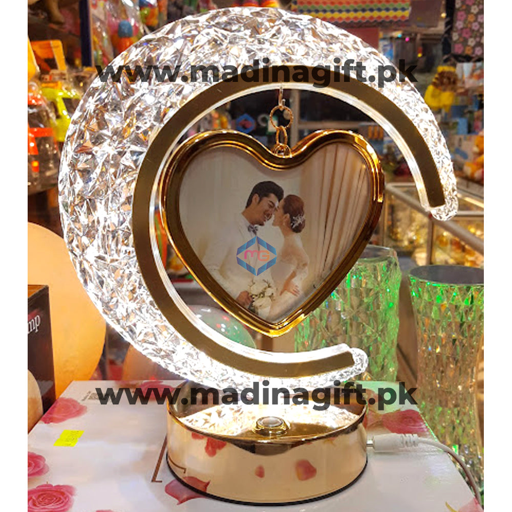 Crystal Moon LED Hanging Heart Photo Frame Lamp 3 Sequence Dimmer - Madina Gift
