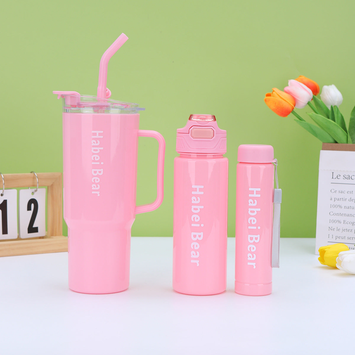 3Pcs Bottle Set With Straw