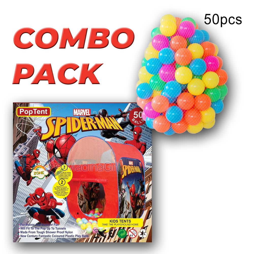 Spiderman Pop Tent House With 50 Pcs Soft Plastic Balls SP7803 - Madina Gift