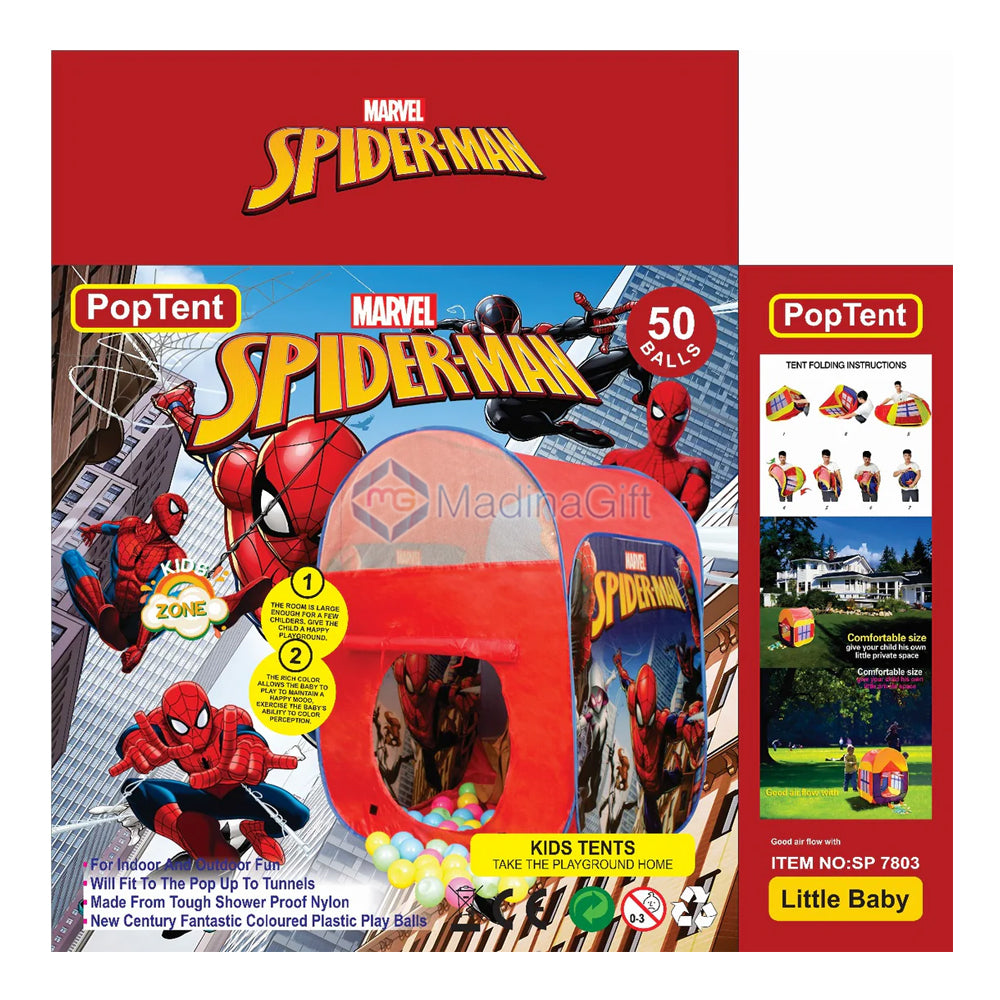 Spiderman Pop Tent House With 50 Pcs Soft Plastic Balls SP7803 - Madina Gift