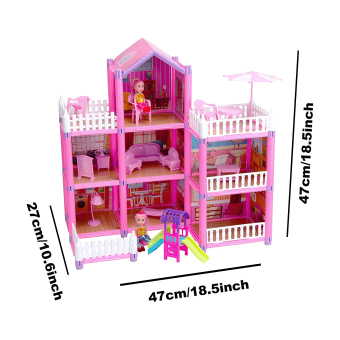 Dream Castle Big Doll House for Girls - 162 Pieces 3-Storey Villa Family DIY Accessories Assembly size