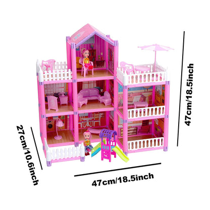 Dream Castle Big Doll House for Girls - 162 Pieces 3-Storey Villa Family DIY Accessories Assembly size