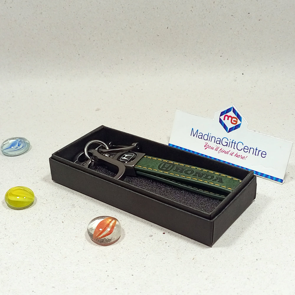 Premium HONDA Green Leather Keychain with Screwdriver Madina Gift