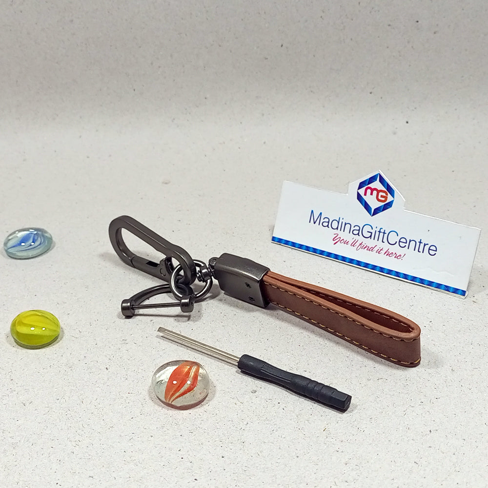 Premium KIA Leather Brown Keychain with Screwdriver Madina Gift