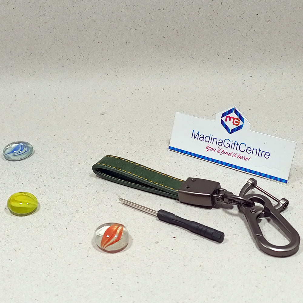 Premium KIA Leather Green Keychain with Screwdriver Madina Gift