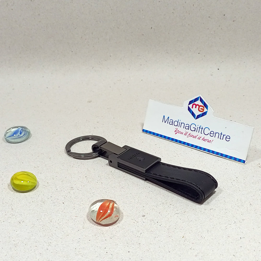 Premium SUZUKI Black Leather Keychain Madina Gift