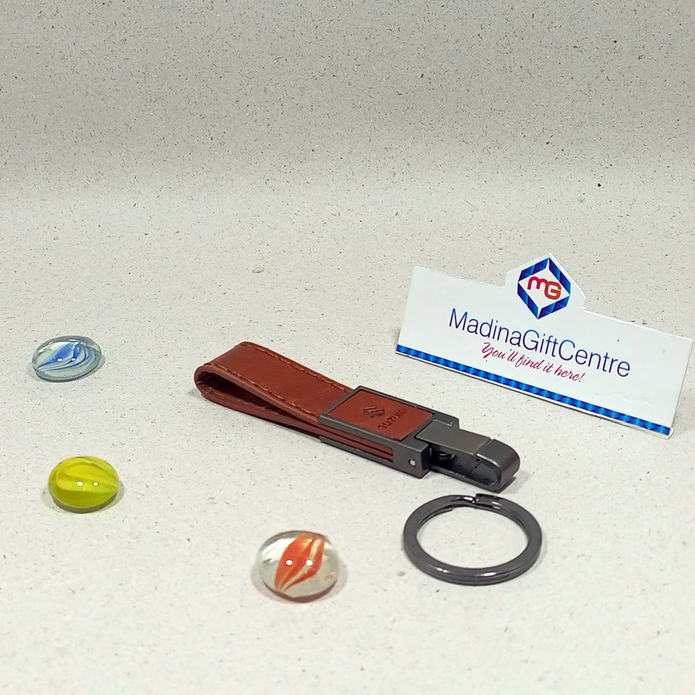 Premium SUZUKI Brown Leather Keychain Madina Gift