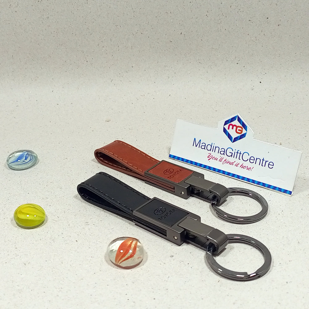Premium TOYOTA Leather Keychain Black Brown Madina Gift