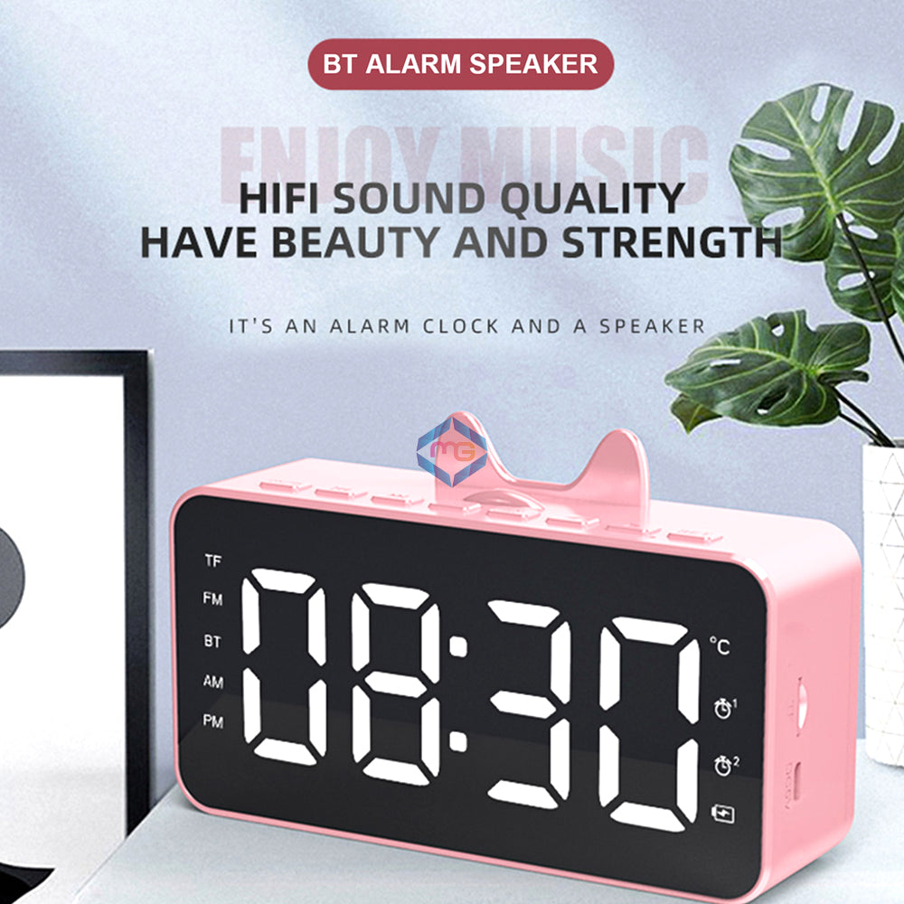 Bluetooth Digital Mirror Speaker Alarm Clock - Q9