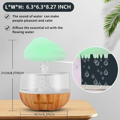 Rain Cloud Humidifier Water Drip Aromatherapy Diffuser Humidifier, Raining Cloud Night Light with 7 Color Lights, Essential Oil Diffuser Humidifier Waterfall Lamp. Relaxing Water Drop Sound for Sleep. Madina Gift