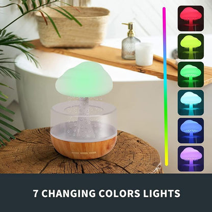 Rain Cloud Humidifier Water Drip Aromatherapy Diffuser Humidifier, Raining Cloud Night Light with 7 Color Lights, Essential Oil Diffuser Humidifier Waterfall Lamp. Relaxing Water Drop Sound for Sleep. Madina Gift.