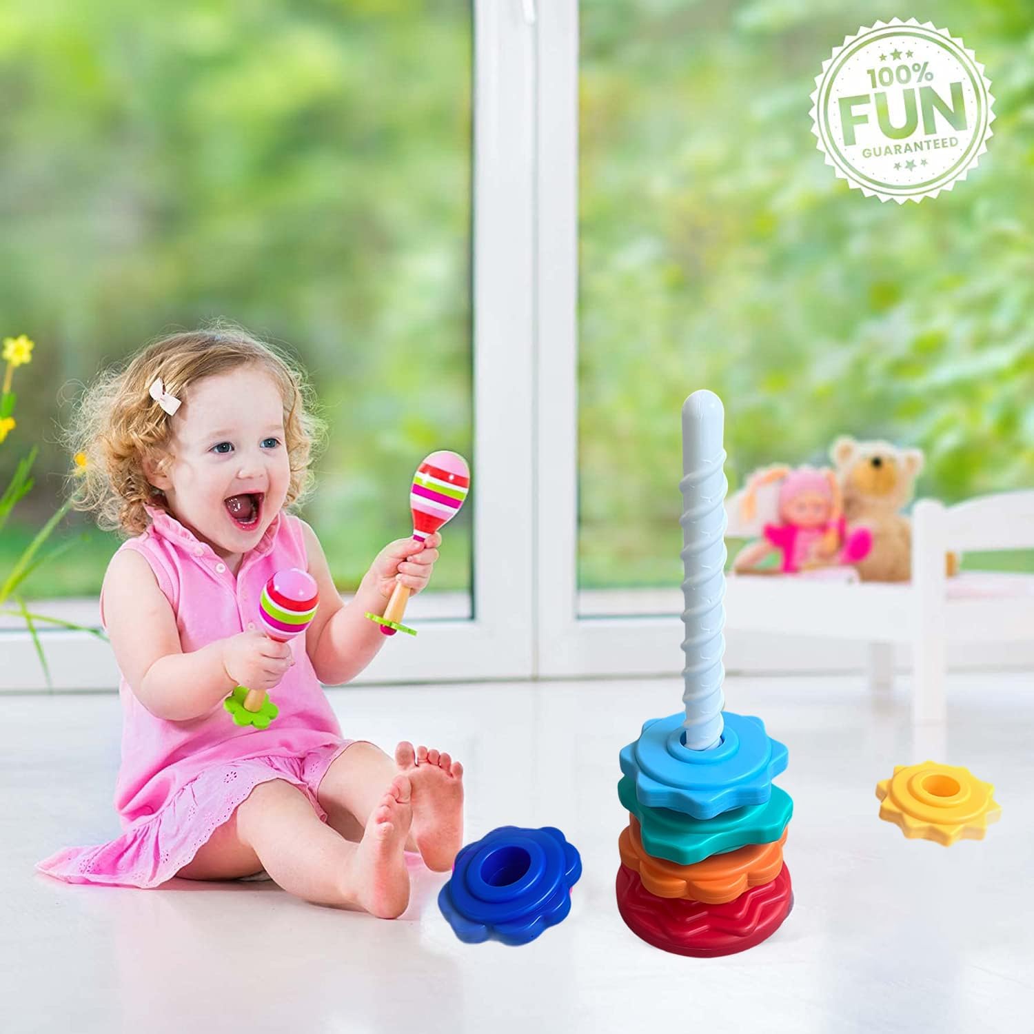 Rainbow Rotating Tower CLX-210 Spin, Stack & Learn Interactive Learning Toy For Kids Online in Pakistan Madina Gift