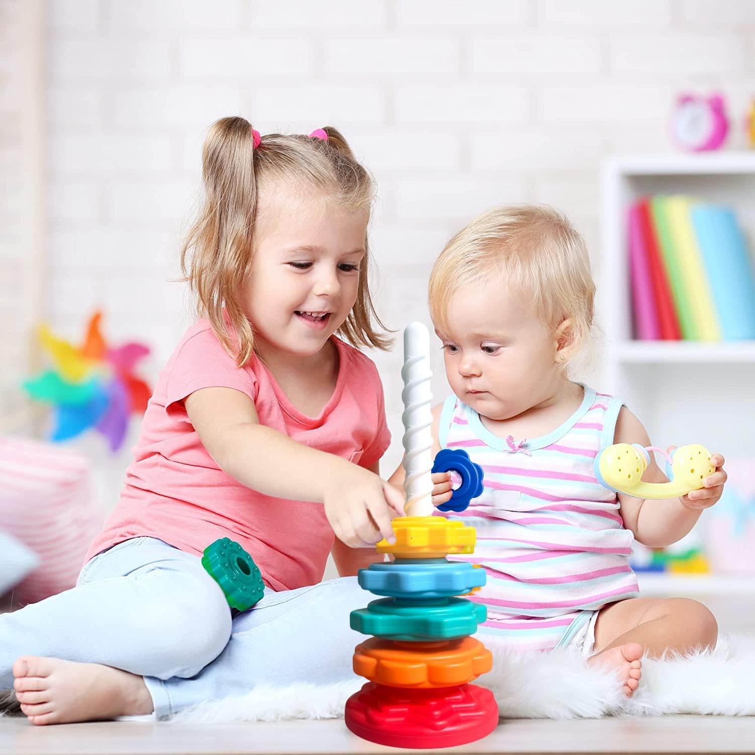 Rainbow Rotating Tower CLX-210 Spin, Stack & Learn Interactive Learning Toy For Kids Online in Pakistan Madina Gift