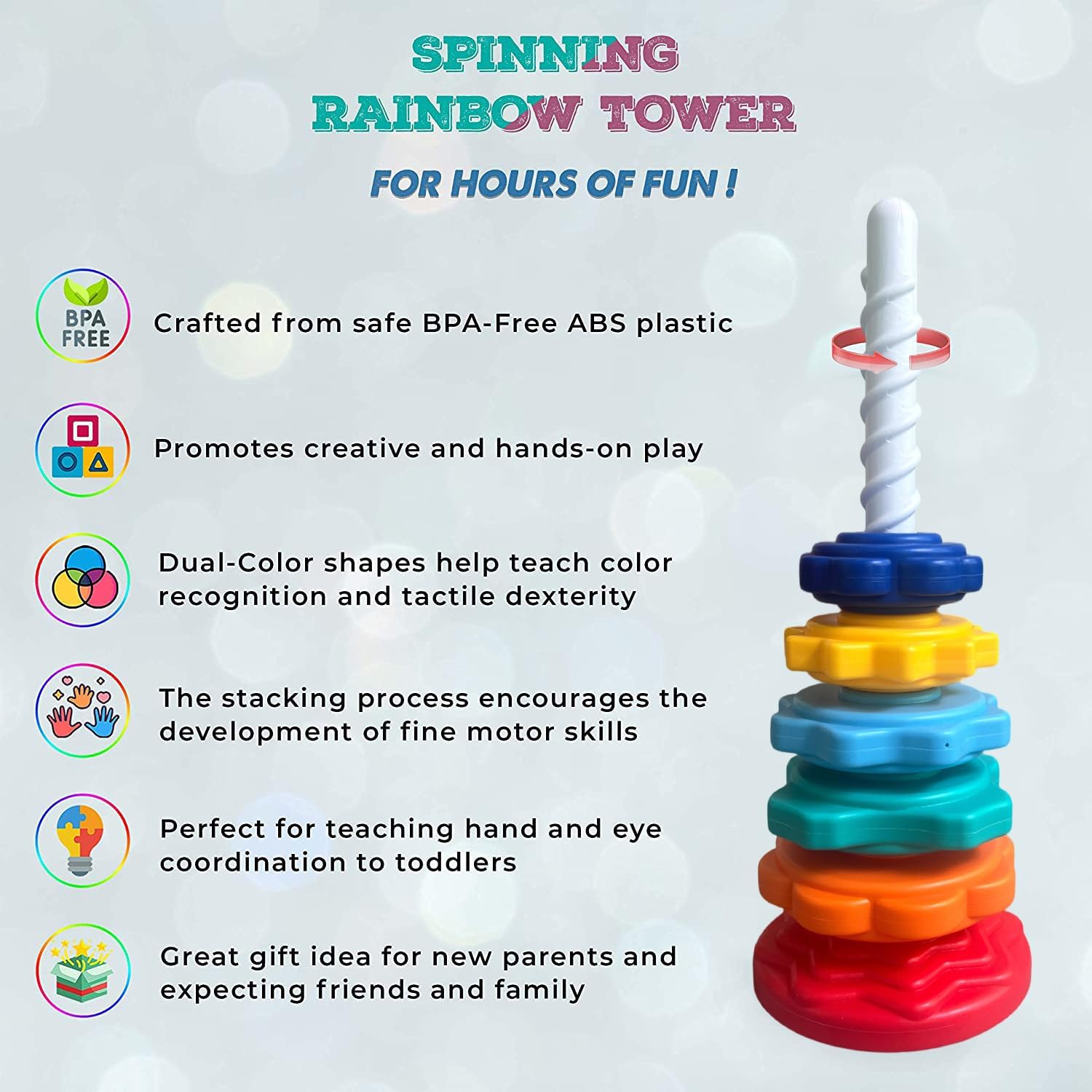 Rainbow Rotating Tower CLX-210 Spin, Stack & Learn Interactive Learning Toy For Kids Online in Pakistan Madina Gift