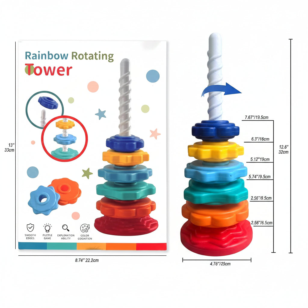 Rainbow Rotating Tower CLX-210 Spin, Stack & Learn Interactive Learning Toy For Kids Online in Pakistan Madina Gift