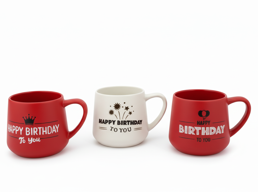 Red & White Happy Birthday Quotes Ceramic Mug Online in Karachi Pakistan Madina Gift