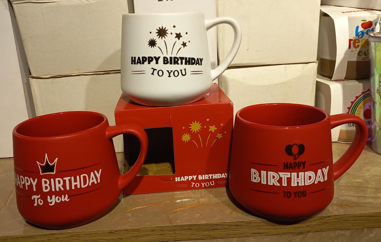 Red & White Happy Birthday Quotes Ceramic Mug Online in Karachi Pakistan Madina Gift