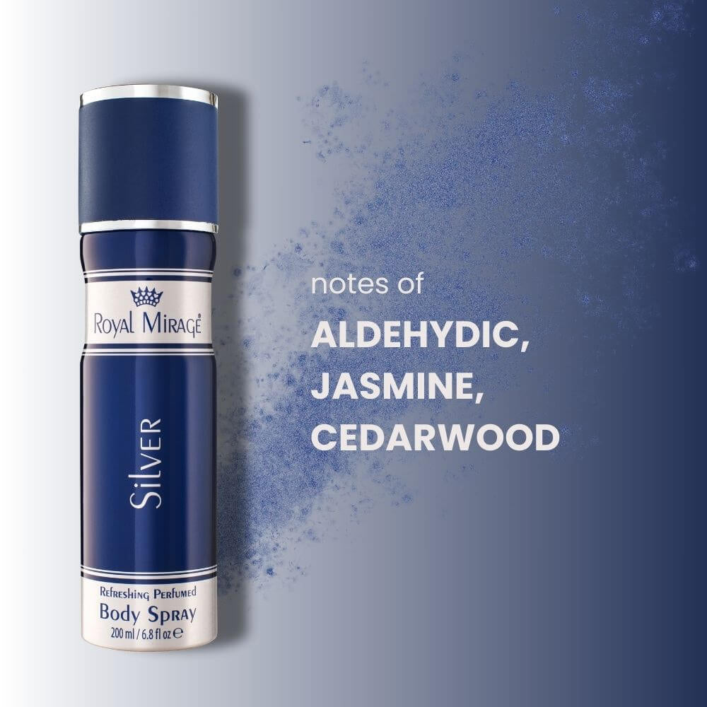 Royal Mirage Silver Body Spray
Enhance your everyday with our Silver Body Spray. Madina Gift