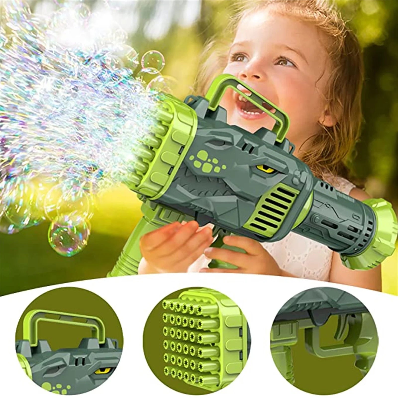 32 Holes Dinosaur Bubble Machine Gun - 1919 - Madina Gift