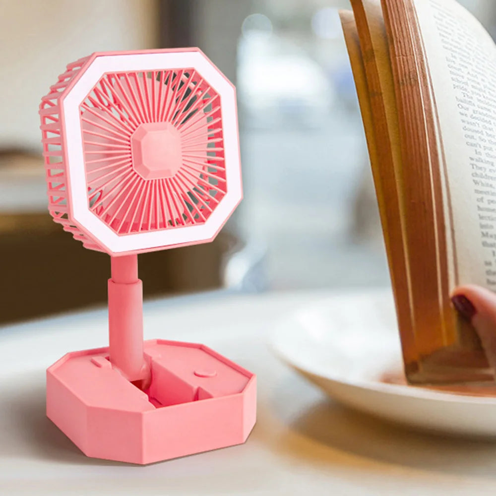 Mini Rechargeable Portable Electric Fan & Light - Madina Gift