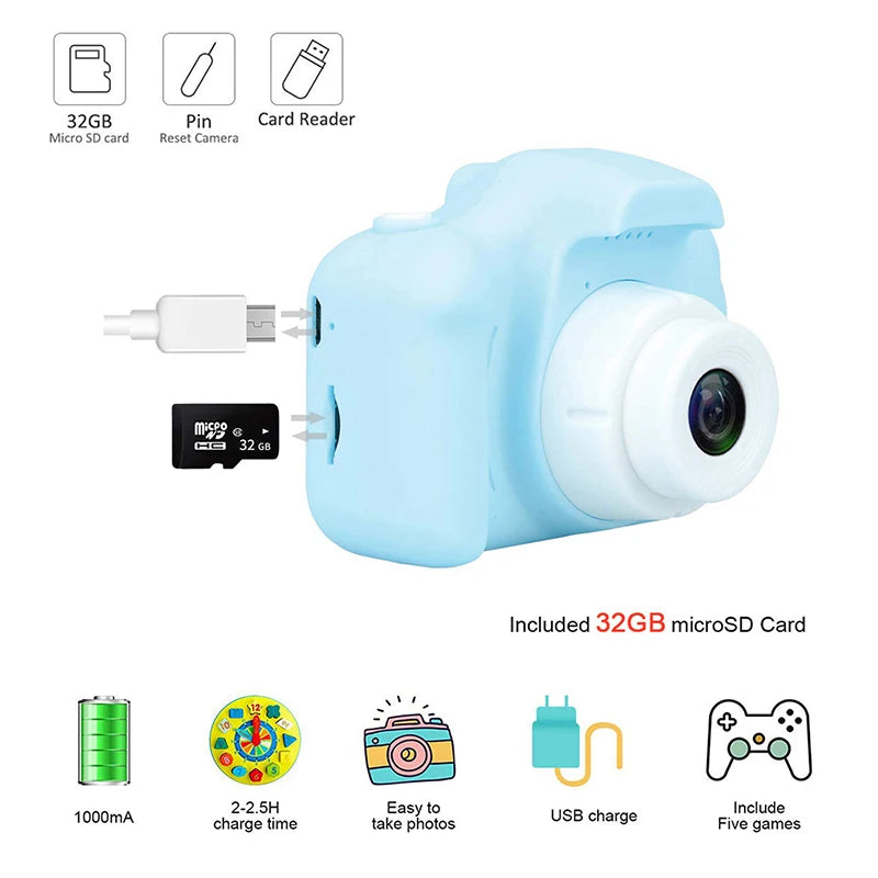 Kids Digital Camera 2.0 Inch Screen 1080P Video Recorder Camcorder & Language Switching For Children, Madina Gift