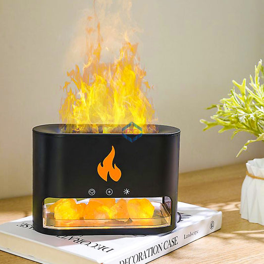 Blaze Aroma Diffuser Crystal Salt Stone & Realistic Flame Aromatherapy