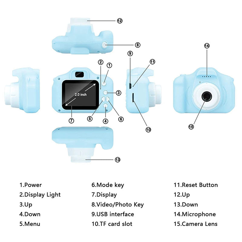 Kids Digital Camera 2.0 Inch Screen 1080P Video Recorder Camcorder & Language Switching For Children, Madina Gift