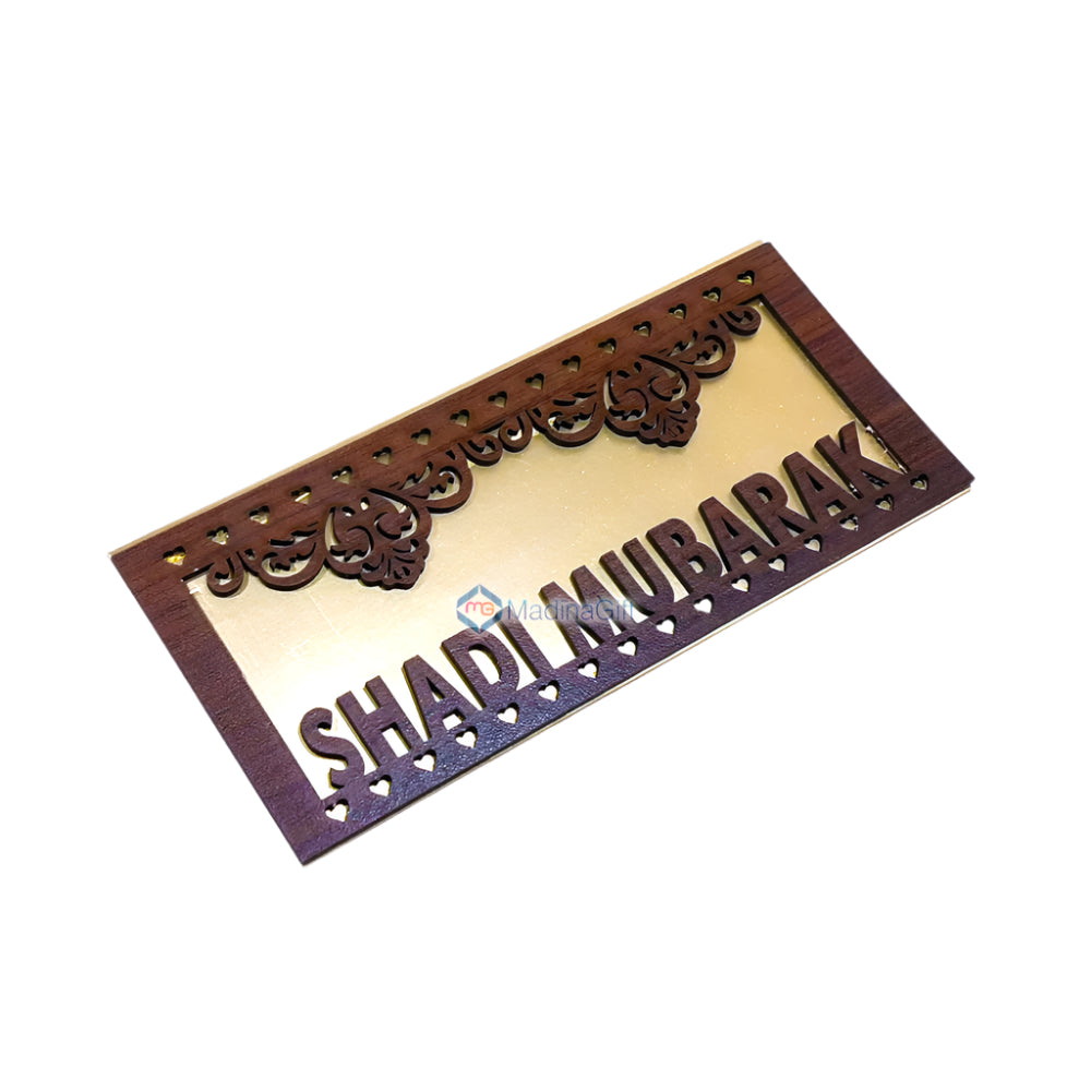 Shadi Mubarak Wooden Money Envelope Madina Gift