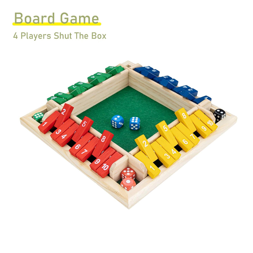 Shut The Box Multi Sided Dice Number Wooden Multicolor Board Game Madina Gift
