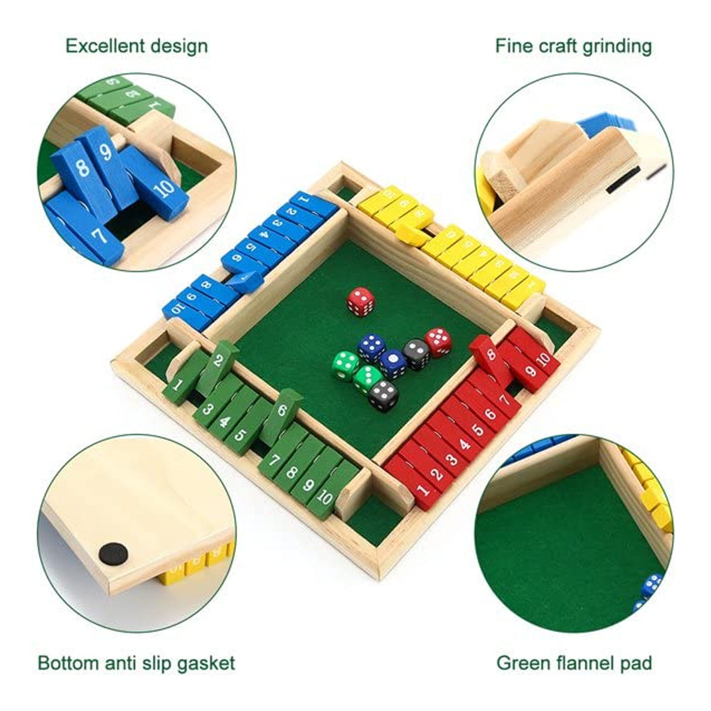 Shut The Box Multi Sided Dice Number Wooden Multicolor Board Game Madina Gift