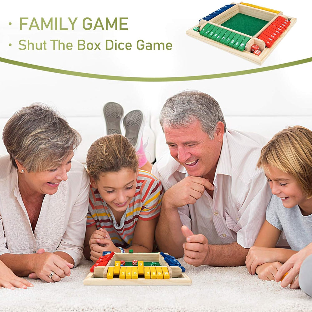 Shut The Box Multi Sided Dice Number Wooden Multicolor Board Game Madina Gift