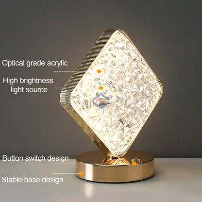 LED Crystal Diamond Table Lamp - Madina Gift