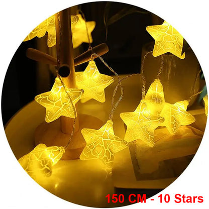 String Light Cracked Star LED Fairy Lights Decoration - 150 CM 10 Stars String