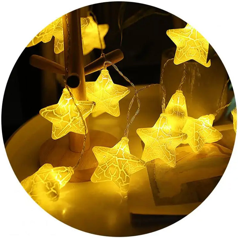 String Light Cracked Star LED Fairy Lights Decoration - 150 CM 10 Stars String